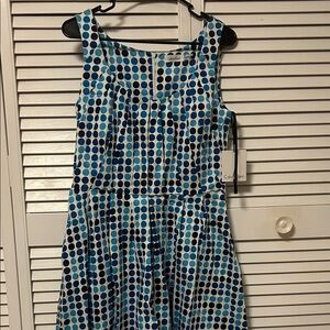 Calvin Klein Blue Polka Dot Sleeveless Dress